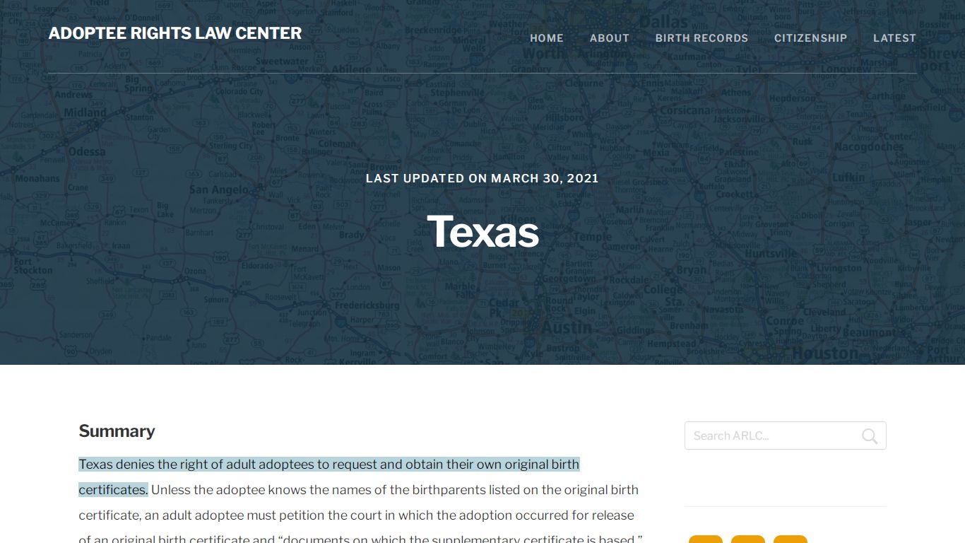 Texas Original Birth Certificates | Adoptee Rights Law